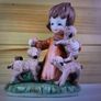 Girl With Lambs Figurine Vintage Flower Image 2