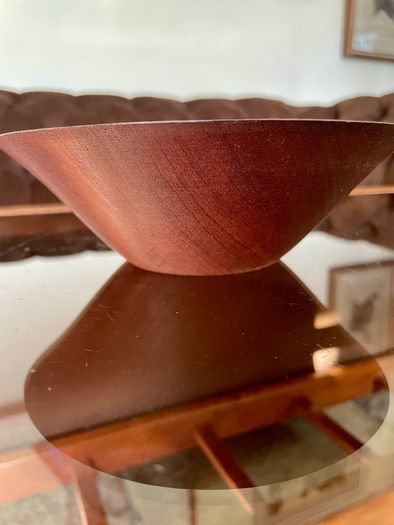 Hand Lathed Signed Coloured Edge Bowl Solid Mahogany