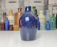 271 - Vintage 1950s Cobalt Blue Glazed Stoneware Decorative Collectible Display Furniture Cream Bottle