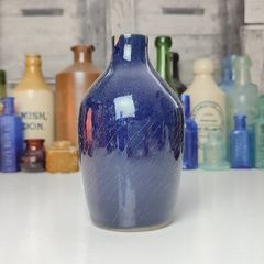 271 - Vintage 1950s Cobalt Blue Glazed Stoneware Decorative Collectible Display Furniture Cream Bottle