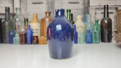 271 - Vintage 1950s Cobalt Blue Glazed Stoneware Decorative Collectible Display Furniture Cream Bottle