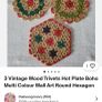 3 Vintage Beaded Trivets Image 5