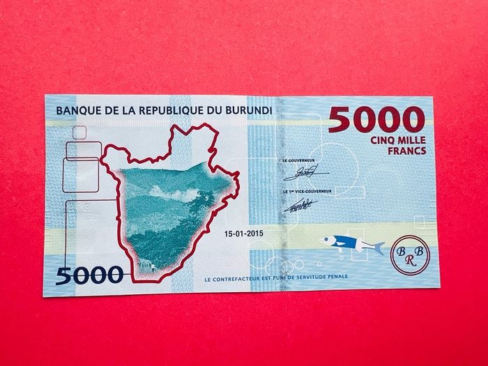 Burundi  5,000 Francs. 2015. Pick. 53a.  ( Uncirculated )