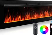 50/127cm Electric Fireplace, 900W - 1800W Heat Output, Ultra-Slim Wall-Mounted or Recessed Electric Fireplace Inserts with App &amp; Remote Control, Timer, 20 Flame Colors Black)