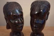 pair handcarved tribal African busts
