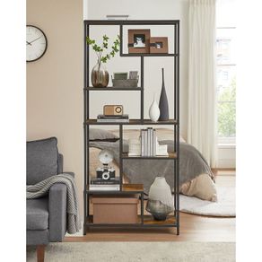 6 Tier Bookcase Standing Shelf, 30 x 80 x 180 cm, Shelf, Industrial Design, Storage Shelf for Living Room, Bedroom, Office, Vintage Brown/Black