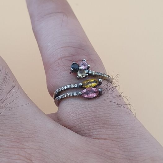 Vintage Tourmaline 925 Silver Rings Lot 4