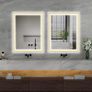 LED Bathroom Mirror with Aluminum Frame, 500x700mm Illuminated Bathroom Mirror with Touch/Demister/ 3-Color Dimmable, Bathroom Wall-Mounted, Horizontal/Vertical, Gold Image 8