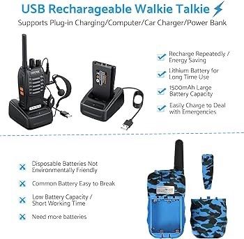 NEW SALE | Walkie Talkies 4Pcs Professional Best Walkie Talkies- 2 Way Radio Long Range Rechargeable Walkie Talkies for Adult With Original Earpieces &16CH Single Band Supports