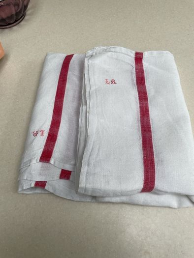 French monogrammed linen teacloths