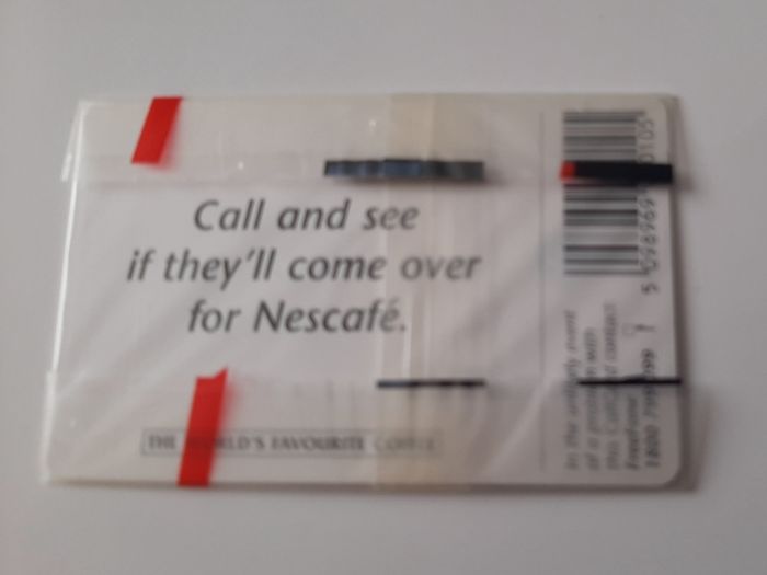 mint Nescafe call card and label nescafe