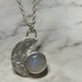 Sterling silver moonstone pendant. 18 or 20 inch chain Image 2
