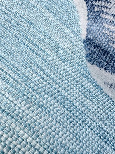 New 115cm x 170cm raised pile leaf tropical outdoor/indoor rug in distressed blue, grey and navy