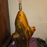 Large Hand Carved Wooden Tree Trunk Lamp - Working Image 4