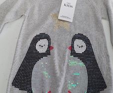 M&S Christmas cotton knit dress for baby girl Sz 9-12 months - Bnwt