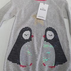 M&S Christmas cotton knit dress for baby girl Sz 9-12 months - Bnwt