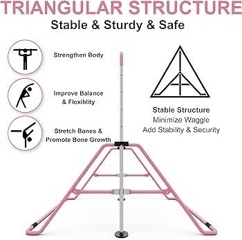 NEW SALE | Gymnastics Bars, Junior Training Kip Bar Gymnastics Equipment for Home Garden, Adjustable Height Gymnastic Folding Horizontal Bar with Gymnastic Rings for Kid Boys Girls