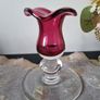 Vintage Royal Scot Cranberry Glass Candle  Holders Image 2
