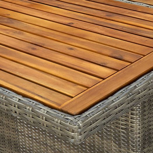 Garden Table Brown Poly Rattan and Solid Acacia Wood