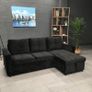 Black Velvet corner sofa bed with storage Image 3