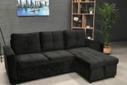 Amazing Black Velvet corner sofa bed with storage