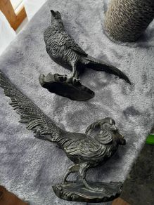 vintage brass pheasants figures