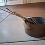 Graduated set French tinned Brass Pots and pans Image 4