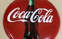 Coca Cola Button Metal Wall Sign Used Year 1990