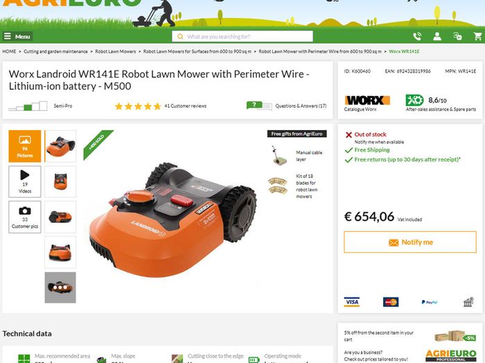 Worx Landroid WR141E Robotic lawnmower, App Controlled