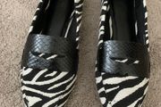 New Next Black &amp; White Womens Zebra Flat Loafer Pointed Shoes Size 5