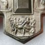 Vintage Wall Crucifix Featuring Embossed Plaques Depicting the 14 Stations of the Cross Image 5