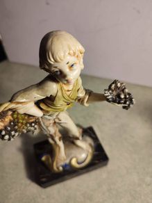 Fontanini Simonetti Gypsy Boy Selling Grapes Figurine on Italian Carrara Marble