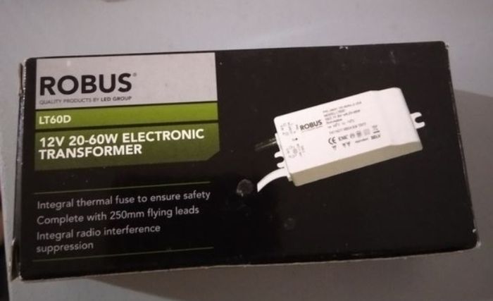 Robus LT60D is a 12V 20-60W Electronic Transformer