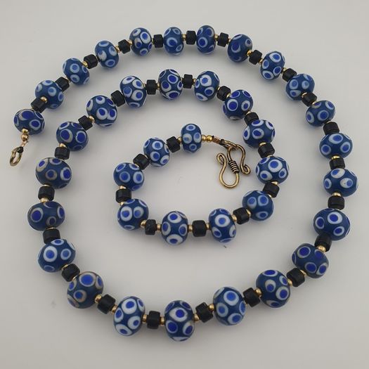 Antique Venetian Style Thousand Eyes Glass Beaded Necklace