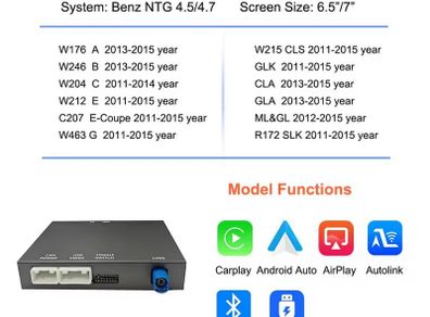 Bonroad Carplay Android Auto Interface For Mercedes Benz A B C M E Class GLA CLA GLK SLK CLS GL W204 W176 W246 NTG 4.5 Airplay