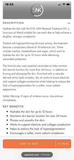 New EVE LOM Renewal Treatment Oil 30ml