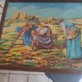 French Vintage Embroidery Picture in a wooden Frame - Women working in the Fields-70s Image 3