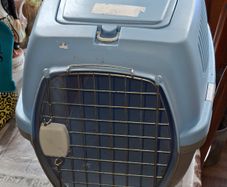 Blue and Grey Plastic Pet Carrier Ideal for Car or in house use. good for small dogs or cats, Postage or Collection