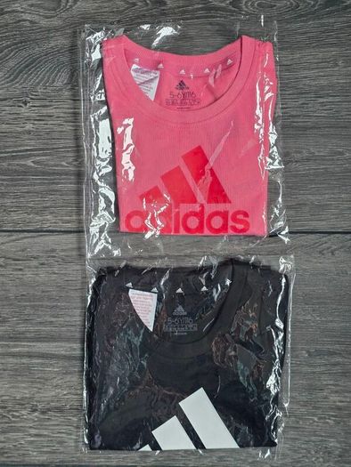 Two girl's Adidas t-shirts, size 5-6, NEW