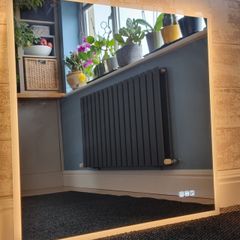 LED Bathroom Mirror 80x80cm Bluetooth Speakers Demister Fog Free