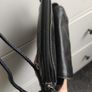 Genuine Black Pebbled Leather Multi Compartment Crossbody Bag Image 7
