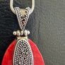 silver necklace with natural coral pendant Image 7