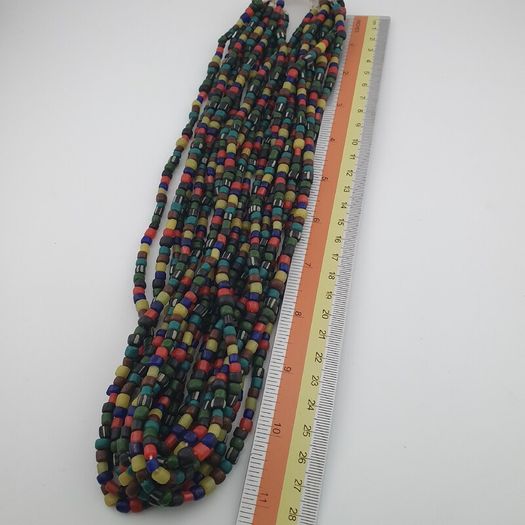 Antique African Style MultiColor 4-5.5mm Glass Beads Necklace Strand