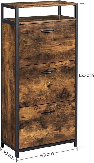 _Shoe Cabinet, Shoe Rack with 3 Fold Down Doors, Shoe Rack