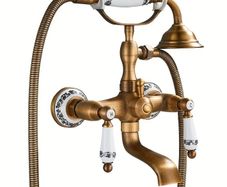 Antique Brass Bathtub Faucet with Hand Shower Taps