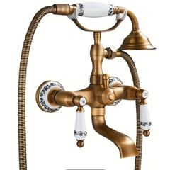 Antique Brass Bathtub Faucet with Hand Shower Taps