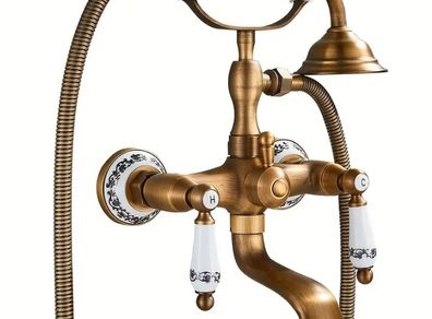 Antique Brass Bathtub Faucet with Hand Shower Taps