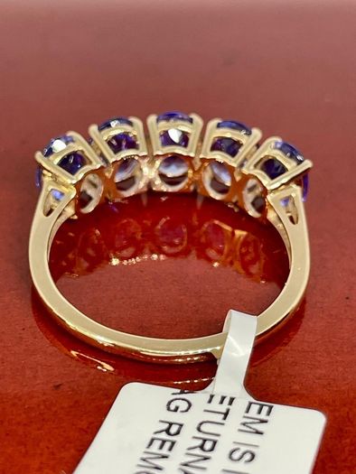 Gold 9K (375) Yellow Gold Premium Tanzanite 5 Stone Ring 4.00 Ct.