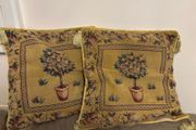 Pair of vintage tapestry cushion covers