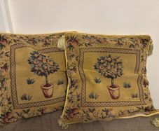 Pair of vintage tapestry cushion covers